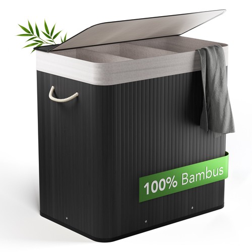 Bambus wäschekorb fächer - wäschekorb,