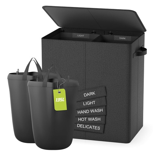 Laundry basket with lid 135l - with,