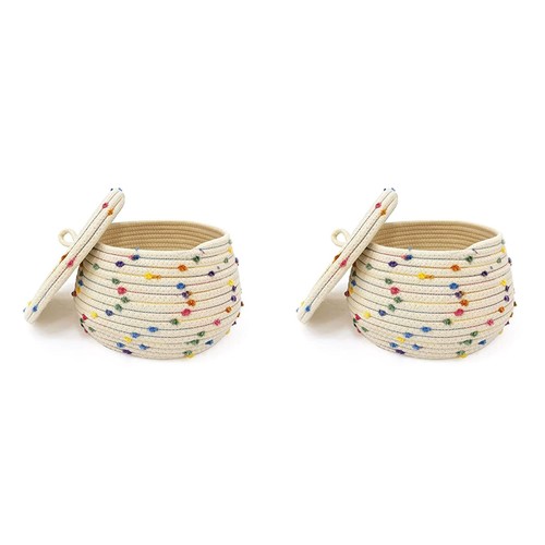 Small rope basket with - with, lid
