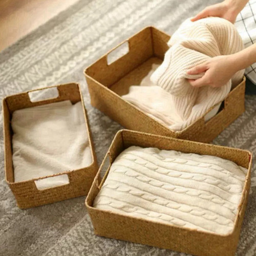 Seagrass basket woven - h,