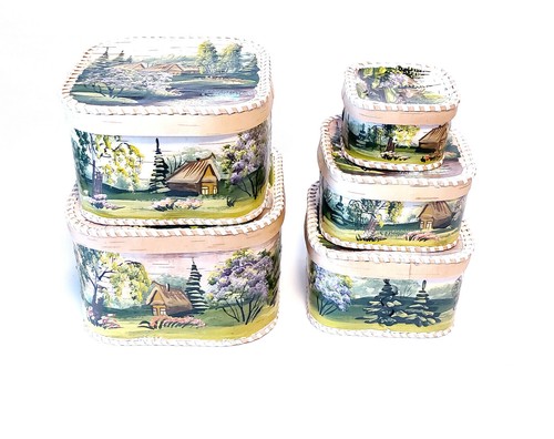Wooden birch bark bread box - birch,