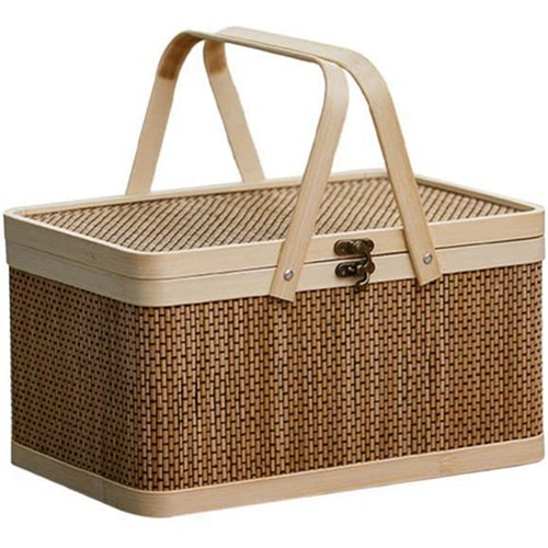 Bamboo basket with lid - bamboo,