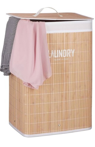 Laundry basket bamboo - basket, foldable